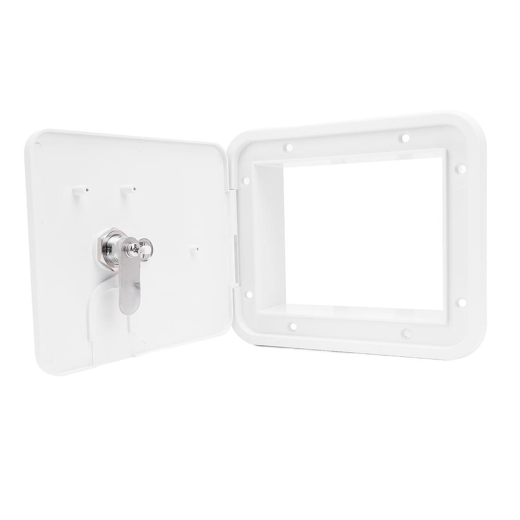 145 X 116mm RV Power Cord Hatch with Stainless Steel Lock and Keys 180 Degree Opening Electrical Access Door for