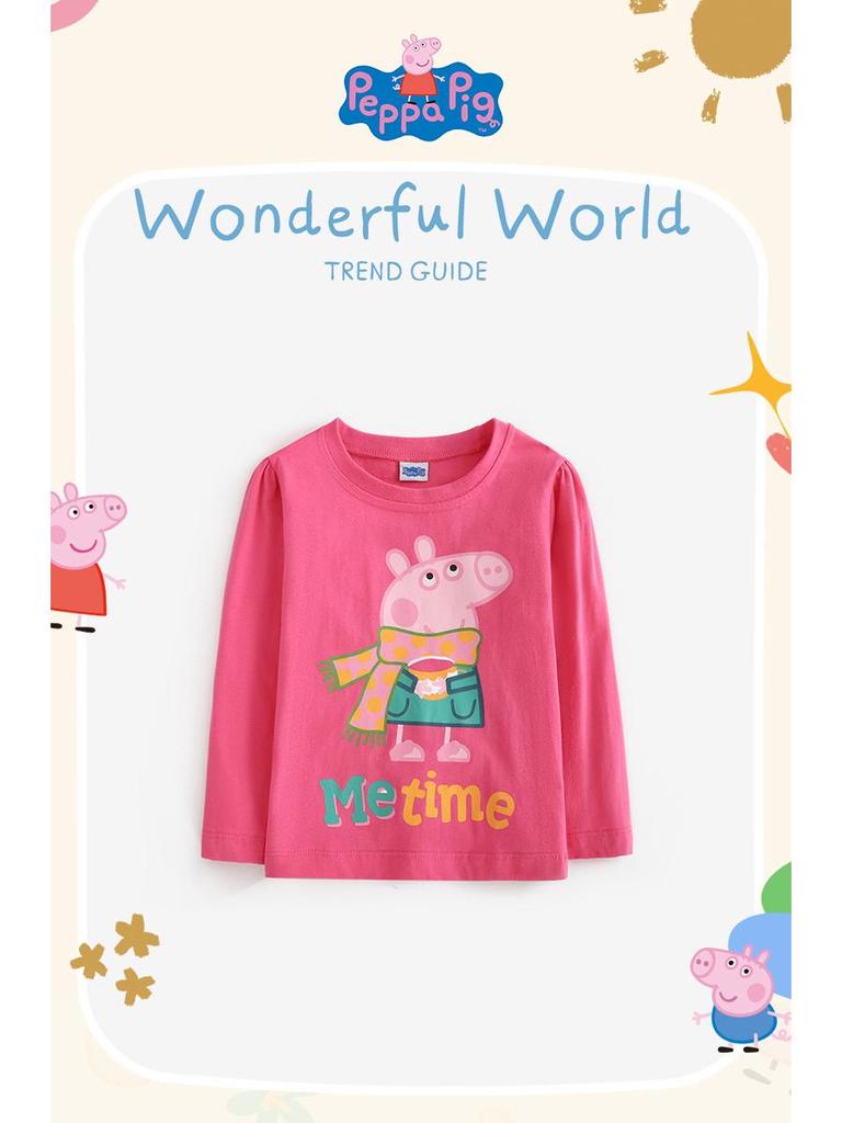 Peppa Pig Kids' Long Sleeve Cartoon T-shirt – Fashionable Spring/Autumn Wear