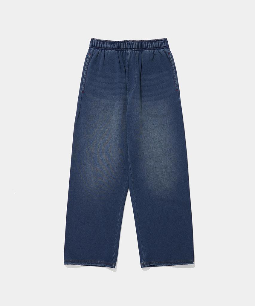 COLUMBIA UNIVERSITY Cat Washed Loose-Fit Denim Terry Sweatpants_Midnight Jean