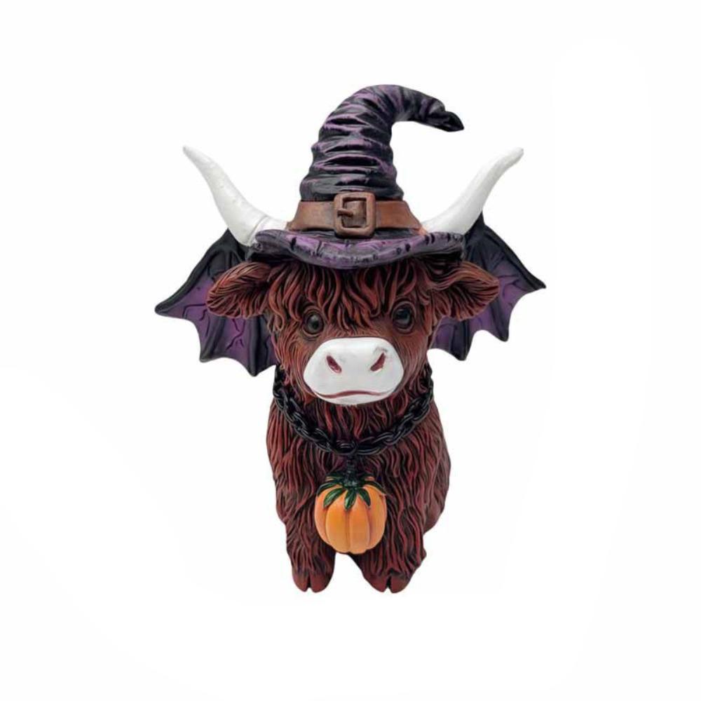 Funny Cow Figurine Resin Animal Sculpture Christmas Highland Cow Statue  Gift