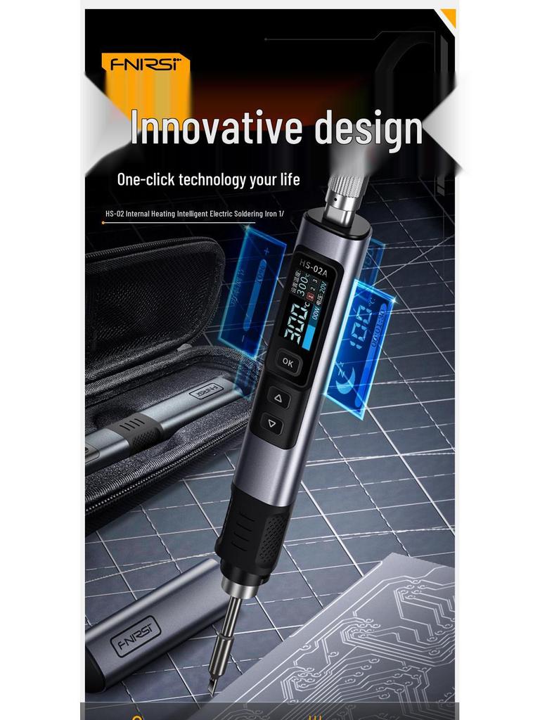 FNIRSI HS-02 100W Smart Electric Soldering Iron - Portable Constant Temperature Pen for Household Repair/Welding.