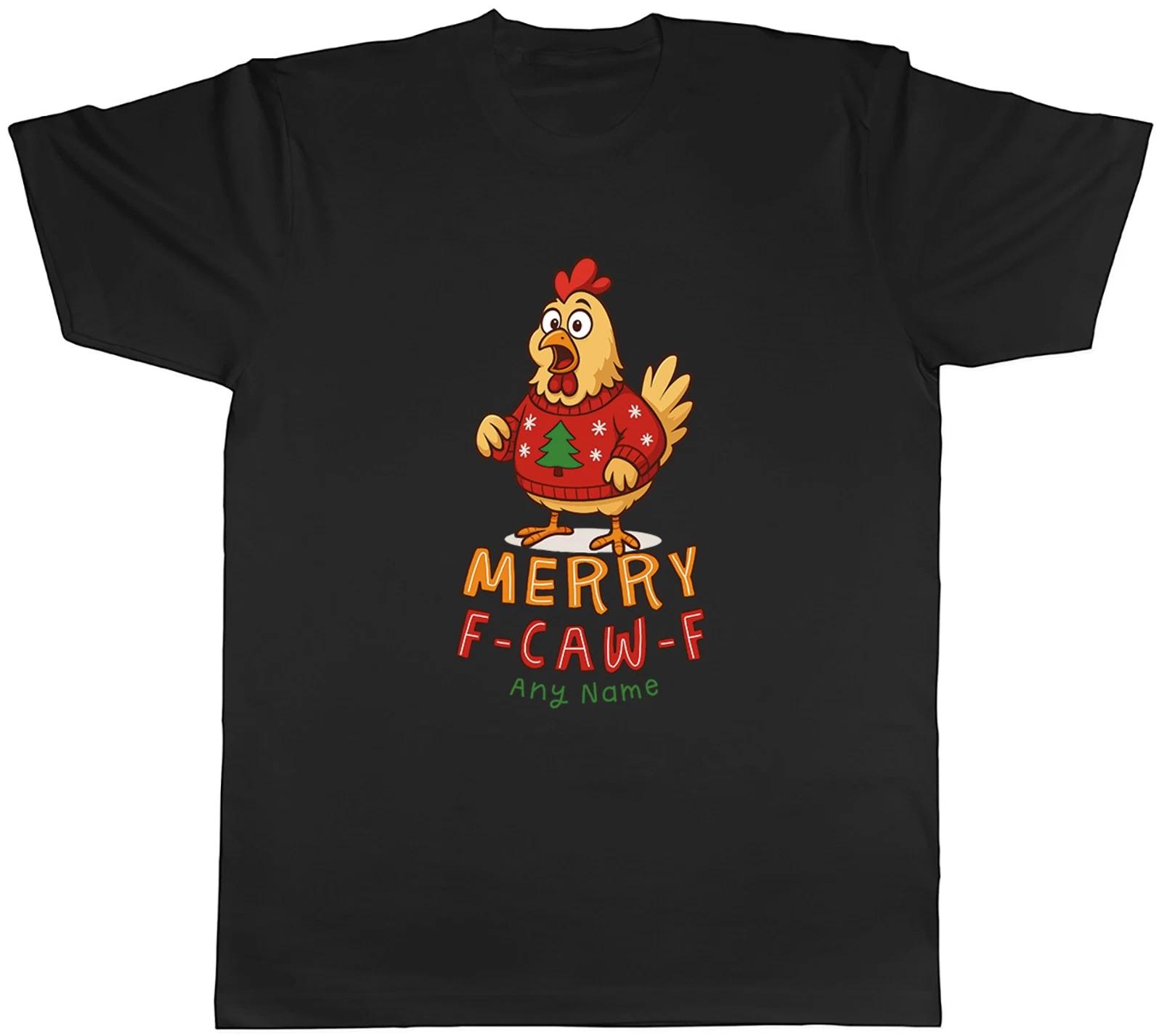 Personalised Any Name Merry F-CAW-F Christmas Mens T-Shirt Tee Gift Top M