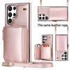 Leather Crossbody Wallet Cards Phone Case For Samsung Galaxy S25 S24 S23 Ultra S22 S21 S20 Note 20 S24FE Lanyard Zipper Cover