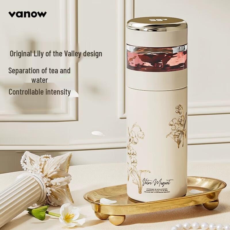 Vanow Smart Temperature Ceramic Tea Infuser Insulated Bottle 420ml