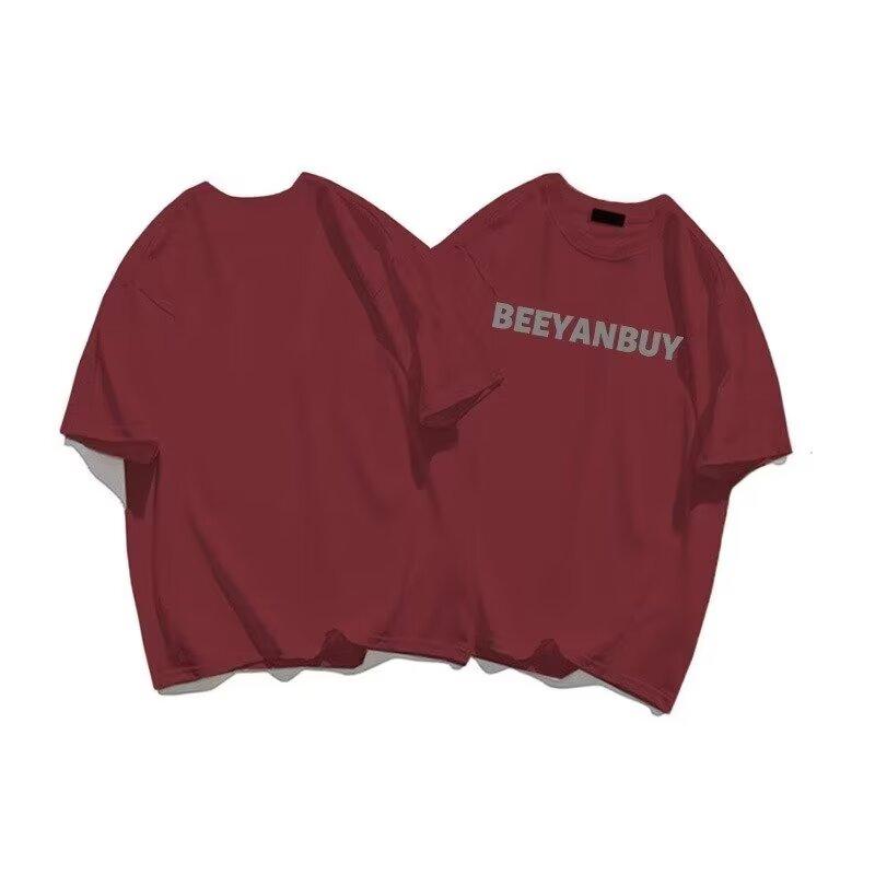 Men'S Trendy Letter Round Neck Printed Short Sleeved T-Shirt For Summer Ins Loose Casual Top