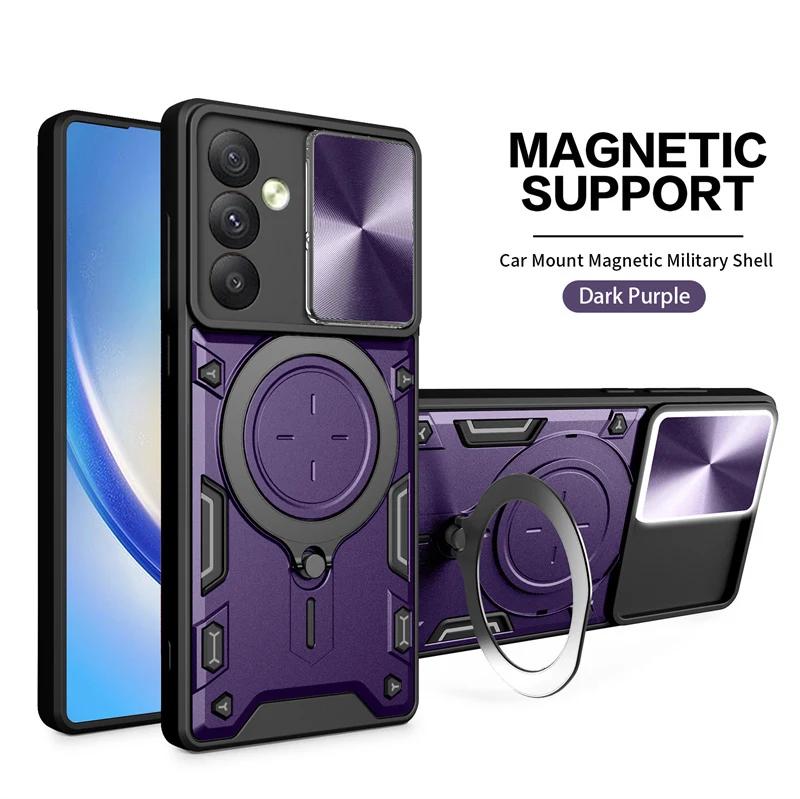 Für Samsung Galaxy A14 A24 A34 A54 5G Hülle Slide Camera Protect Armor Hüllen für Samsung A 14 24 34 54 Magnetringhalter Abdeckung