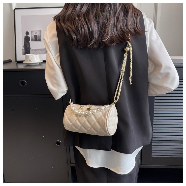 Premium Bag Women's Spring and Summer 2025 New Fashion Diamond Chain Messenger Bag Women's Cylinder Bag