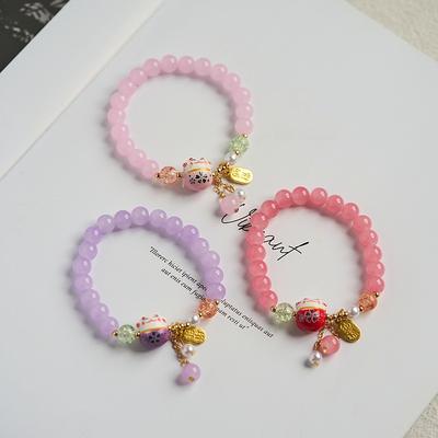 Jingdezhen Origin Ceramic Lucky Cat Bracelet Girls National Style New Chinese Style Original Small Fresh Ancient Style Beaded Wholesale