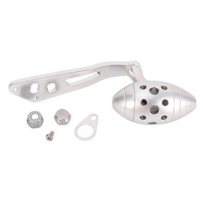 Fishing Reel Handle Silver White Aluminum Alloy Single Baitcasting Reel Power Handle with Olive Shaped Knob for