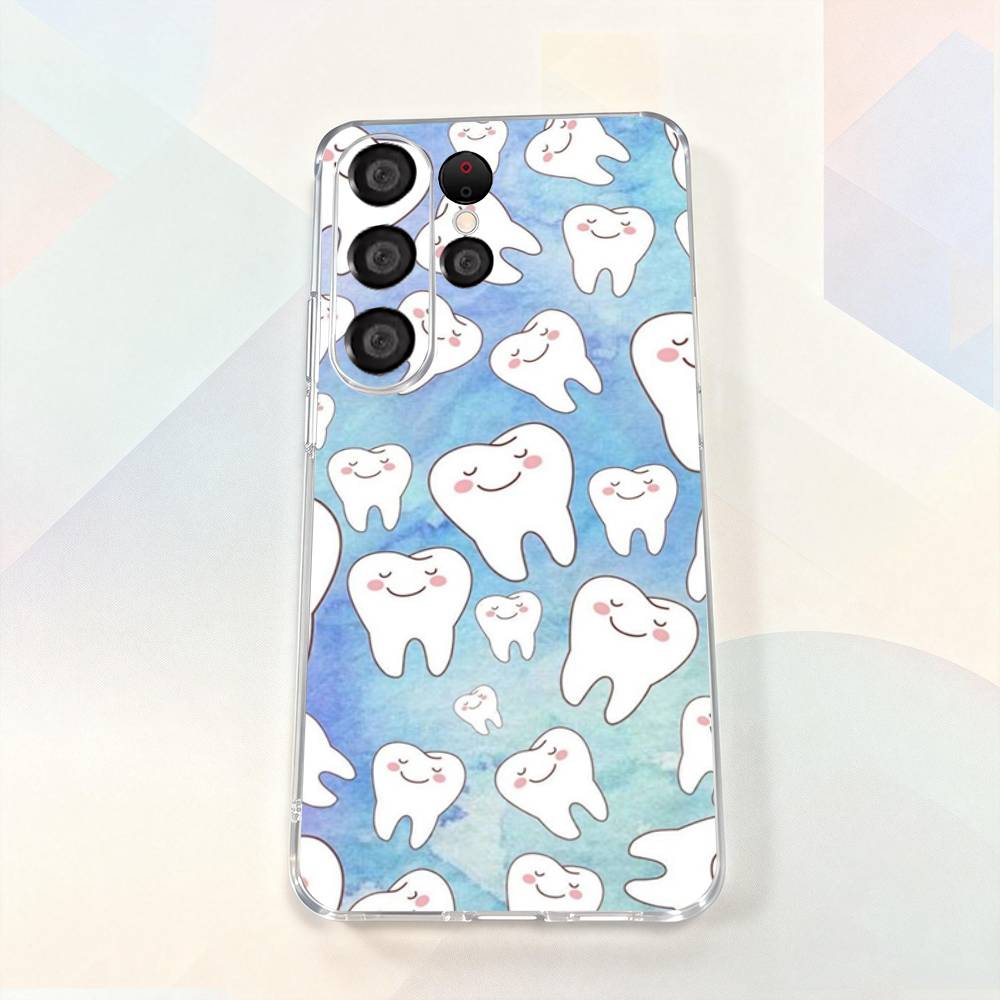 Cartoon Teeth Dentist Cute For Samsung A30,71,51,S9,10,20,Ultra,FE,Lite, S22,23,21,PIus,Transparent, Silicone Phone Case SamsungS10lite2019