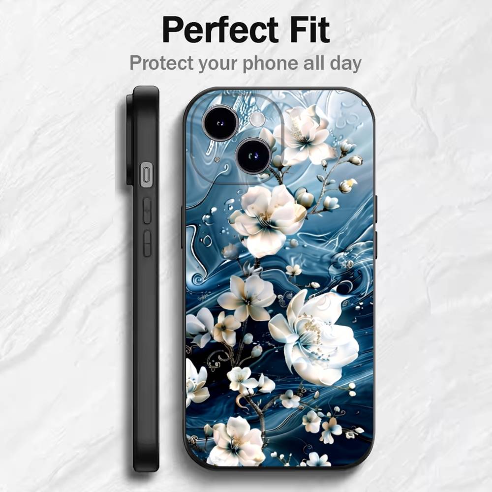 2016 Luxury Flower B Phone Case For 17 16 15 14 13 12 11 Mini XS XR X 6S 6 Pro Max Plus Black Soft Cover