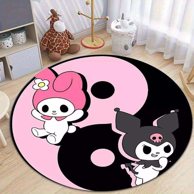 This My Melody Cartoon Round Rug Can Be Used To Decorate Living Rooms, Bedrooms, Sofas, and Playrooms; It Is A Non-slip Rug.