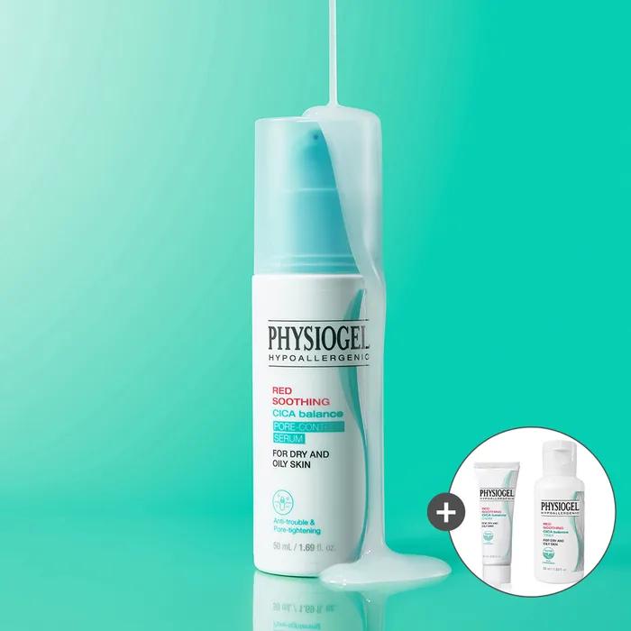 Physiogel Red Soothing Cica Balance Pore Control Serum 50ml + Red Soothing Cica Cream 10ml + Red Soothing Cica Toner 50ml