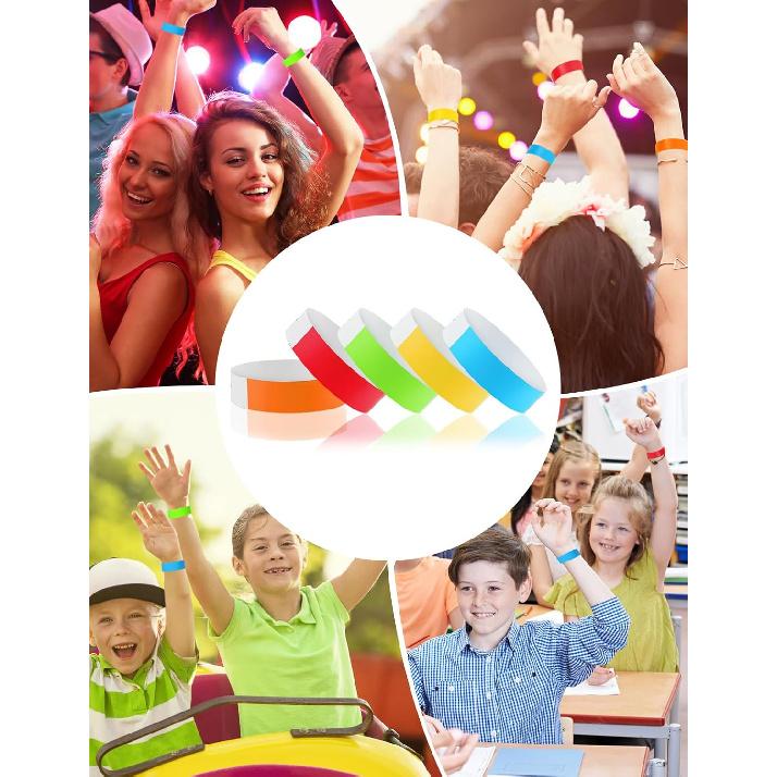 500 Pcs Wrist Bands, Paper Wristbands for Events, Adhesive Colored Wristbands, Disposable Wrist Bands, VIP Bracelets for Party (Red Yellow Orange
