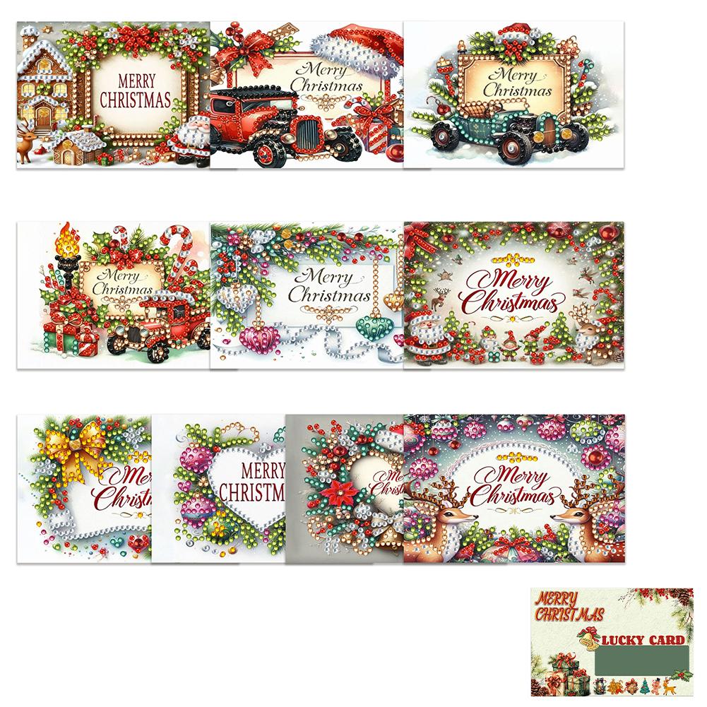 10pcs DIY Diamond Art Crystal Scratch Card Party Gift Card (Merry Christmas)