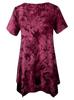Women's Plus Size Tie-dye V-neck Irregular Hem Short Sleeve Loose Top
