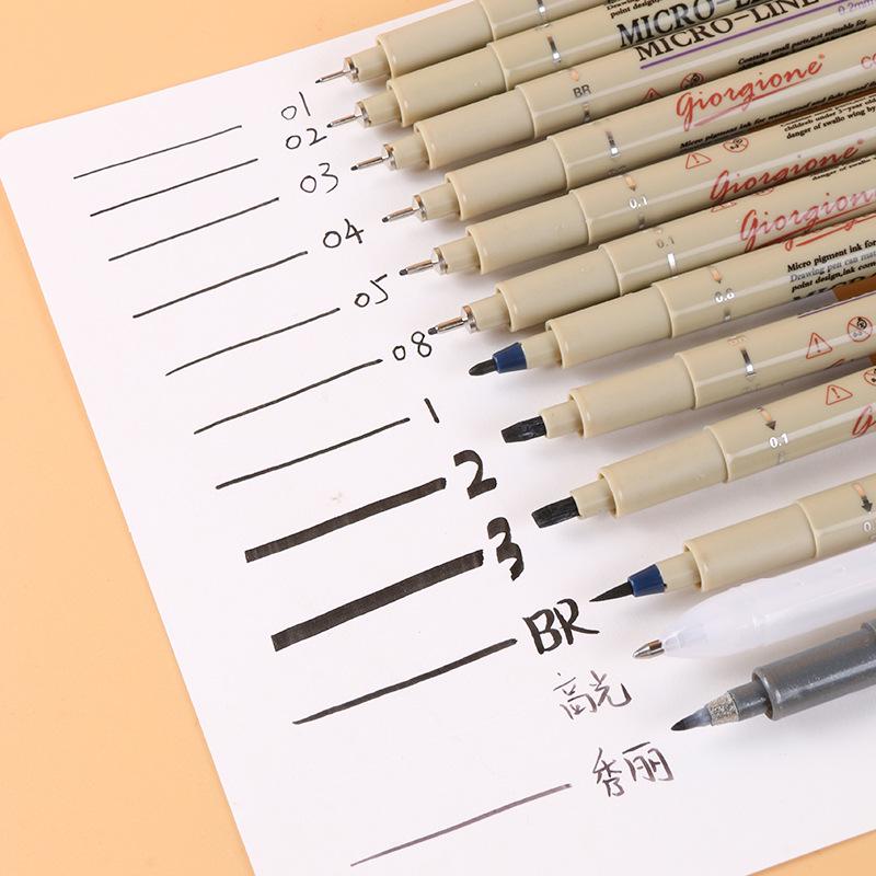 Giorgione Fineliner Kunststift Set - Präzise Umrissstifte & Skizzierstifte mit Pinselspitzen