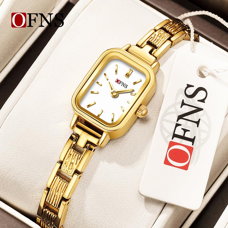 OFNS High-End Women s Light Luxury Waterproof Quartz Watch with Alloy Strap белый/золотой