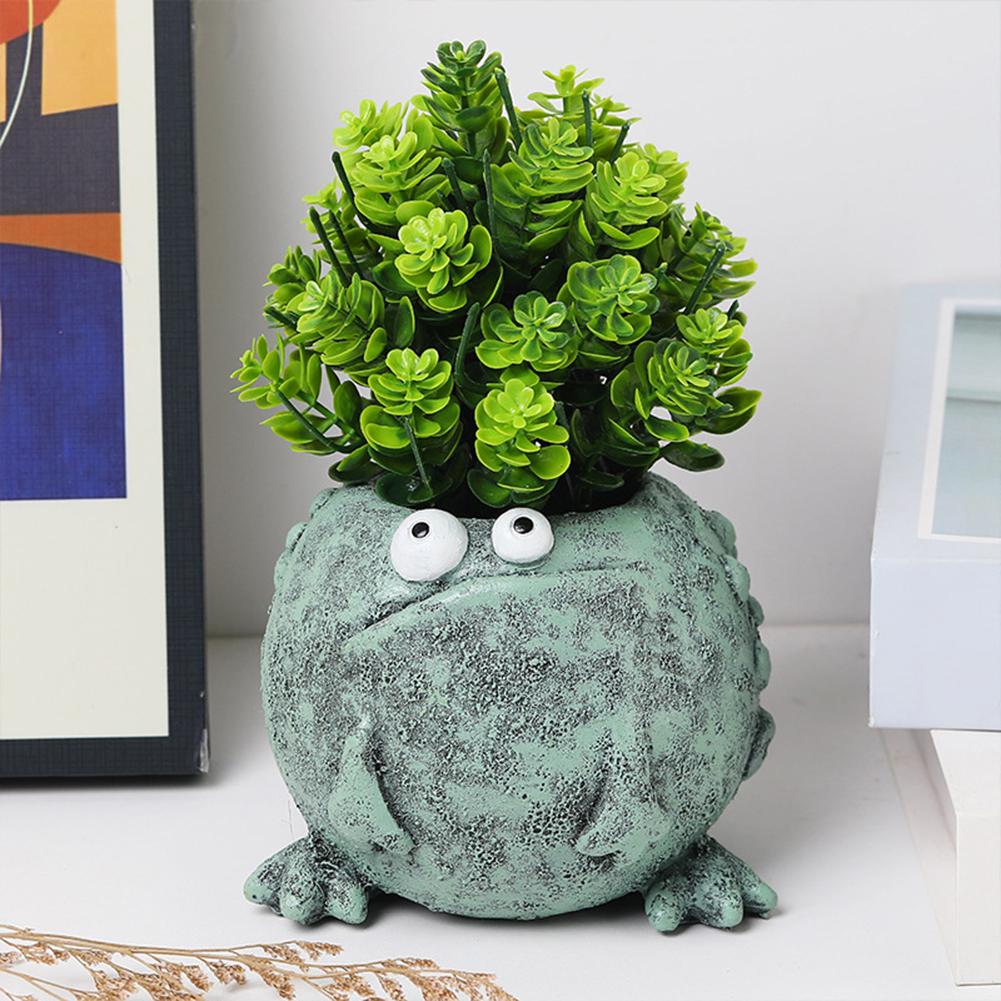 Funny Frog Planter Resin Cartoon Frog Flower Container Cute Frog Succulent Pot Small Frog Planter Ornament for Indoor Plants