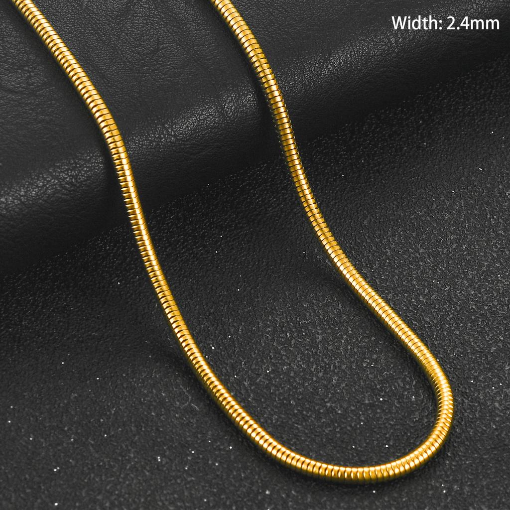 1/1.5/2.4/4mm Basic Stainless Steel Round Snake Chain Necklace Gold Color Plated Choker On Neck Clavicle Jewelry Accessories