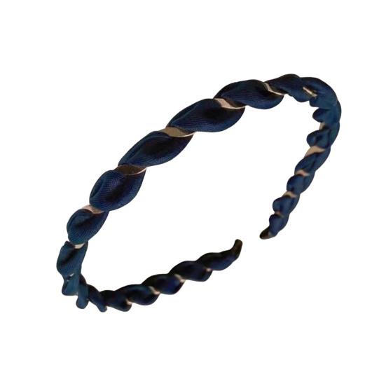 

Women Headband Anti-Slip Teeth Mesh Yarn Twist Soft Braided Texture Hair Hoop Washing Face Headband Hair Accessory темно-синього кольору