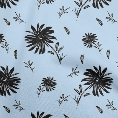 Cotton Flex Grayish Blue Fabric Floral  Sewing Material Print Fabric By The Yard 40 Inch