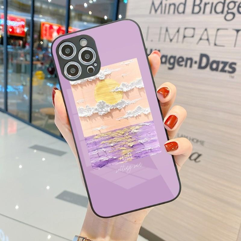 Husă de Telefon Pictură Artă 3D Pentru IPhone 14 13 12 11 Pro Max X XR XS 8 7 Plus Husă Colorată din Sticlă Lichidă