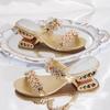 Slippers for Women in Summer Wear New Rhinestone Non-slip Block Heel Cool Drag Women's Mid-heel Plus-size Flip-flops