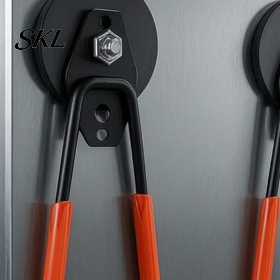 Tool Hanging Magnetic Hooks Double-Claw Hook, Anti-Slip Rubber Coated Garage Hooks, Heavy Strong Magnet for Tools Duty Universal Garden Shovel Trailer