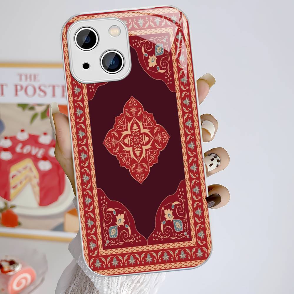 Persian Carpet Floral Pattern Tempered Glass For Iphone 14 13 12 11 Pro Mini XS MAX 14Plus X XS XR Fundas