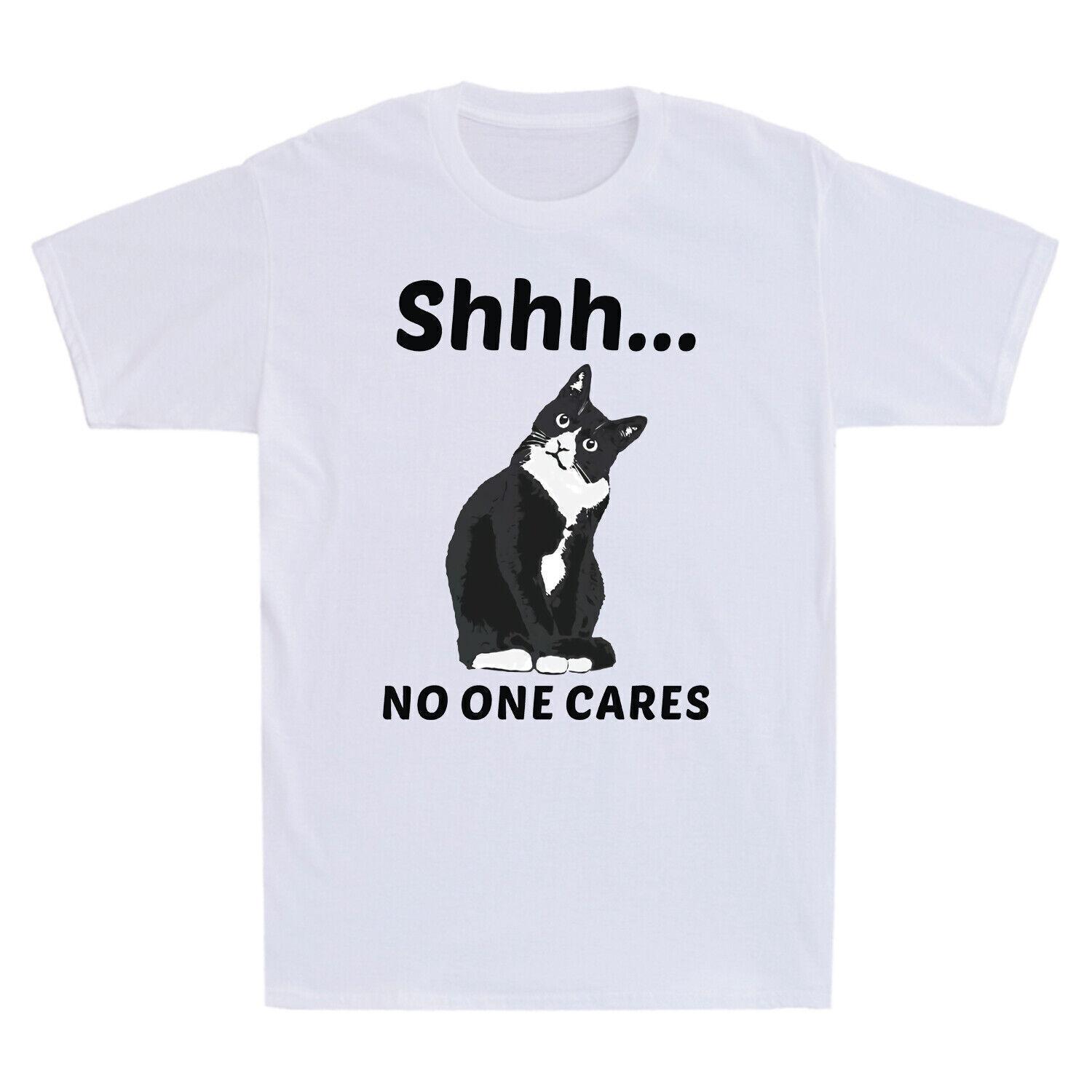 Black Cat Shhh No One Cares Funny Cat Lovers Gift Men s Short Sleeve T-Shirt S разноцветный