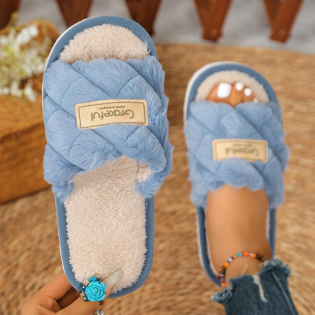 New home Mao Mao open slippers warm spring and autumn slippers couple summer floor mop