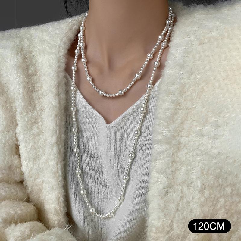 Long Multi Layered Pearl Necklace For Women Temperament Collar Chain Sweater Chain Necklaces Luxury Jewelry Accessories