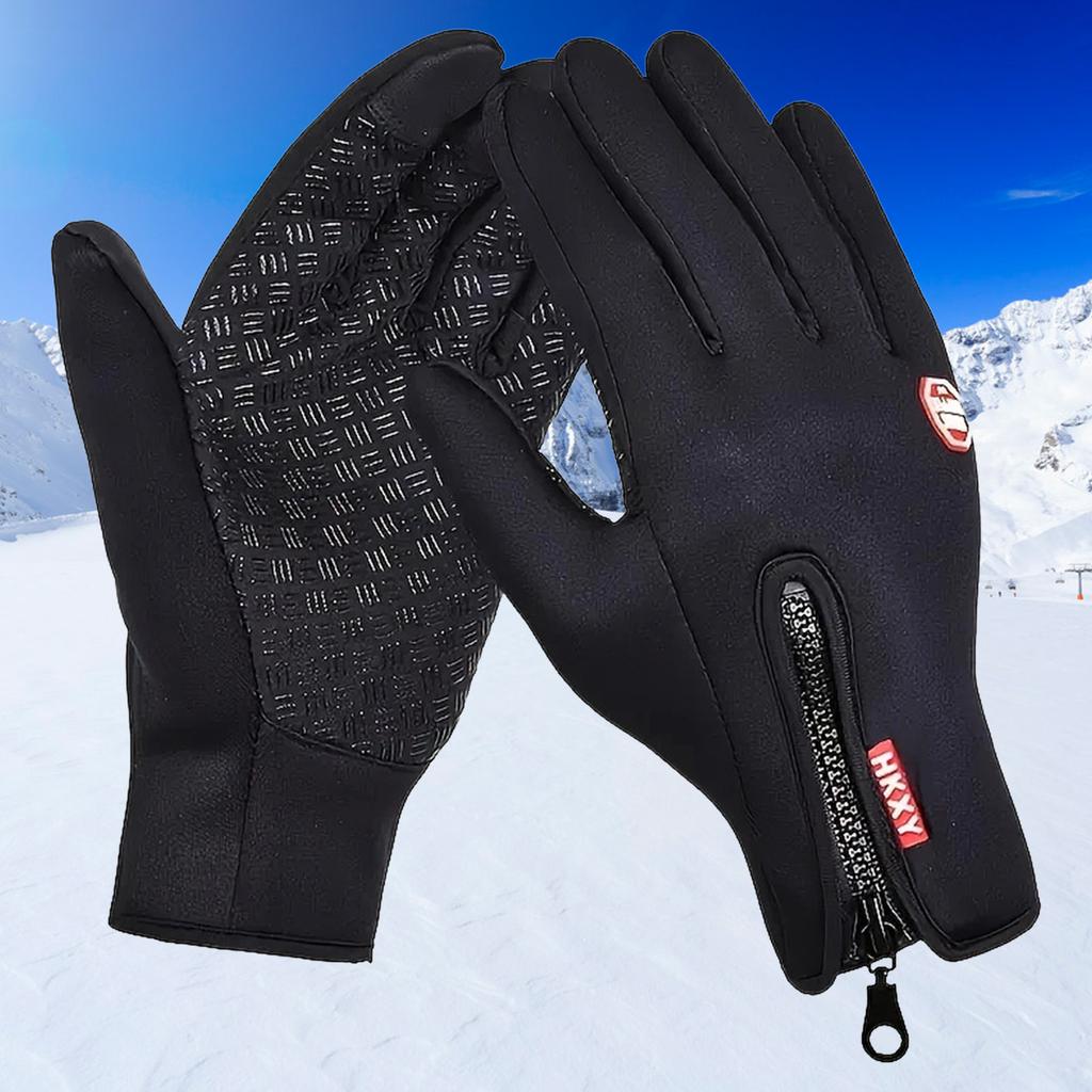 Mănuși de iarnă cu touchscreen Rezistente la vânt Căptușeală din fleece Design cu fermoar pentru Ciclism Schi Drumeții Unisex Sporturi în aer liber