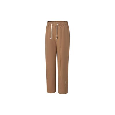 Li Ning Solid Color Mid Waist Drawstring Straight Leg Casual Pants Unisex Pants Smoke-Brown AKXT053-5