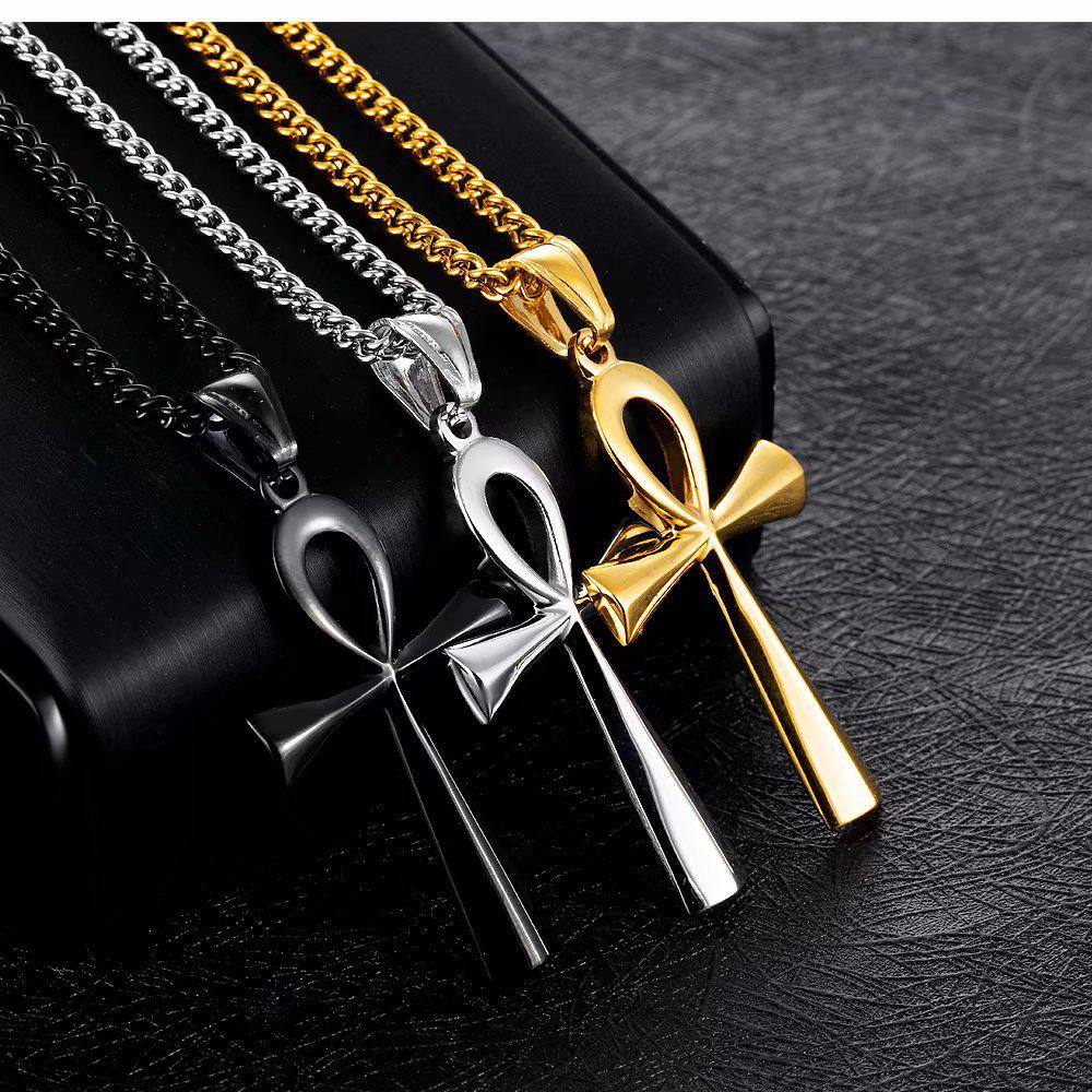 Glossy Bowknot Cross Necklace: European & American Domineering Men's Pendant