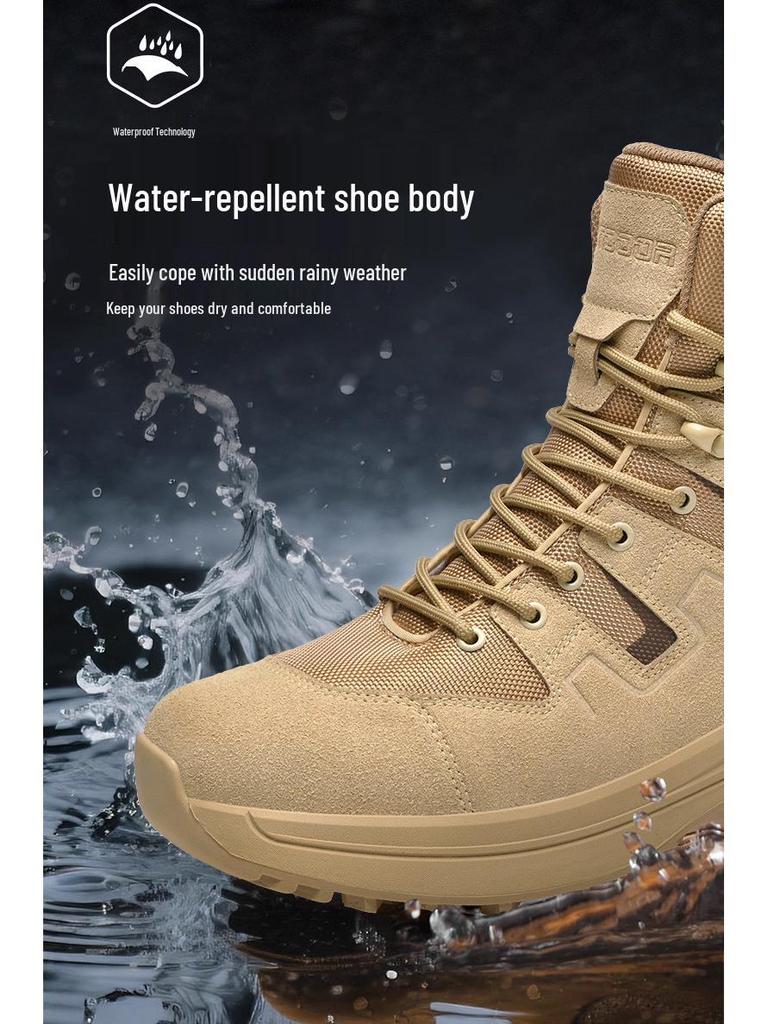 Men's Tactical Mid-Top Desert Hiking and Hunting Boots - Outdoor Mountaineering, Exploration, and Rescue Footwear, Large Size Available