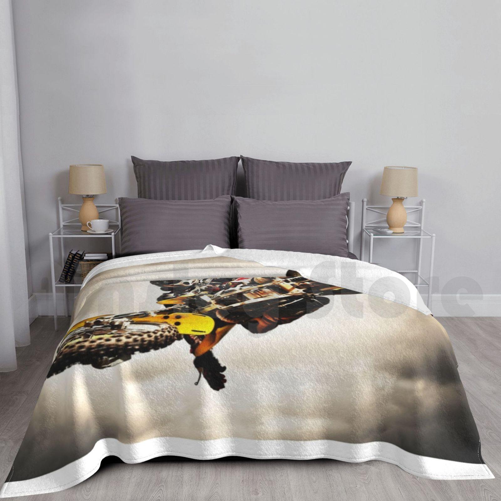 Flying Dirty Motorcycle Blanket For Sofa Bed Travel Dirtbike Mx Sx Supercross Motocross Motocross Supercross Fox Size: 75*100cm, Weight: 230 GSM