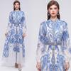 Summer Fashion Floral Print Pleated Party Dress for Women 2026 Autumn Casual Long Sleeve Holiday Prom Party Chiffon Long Dresses