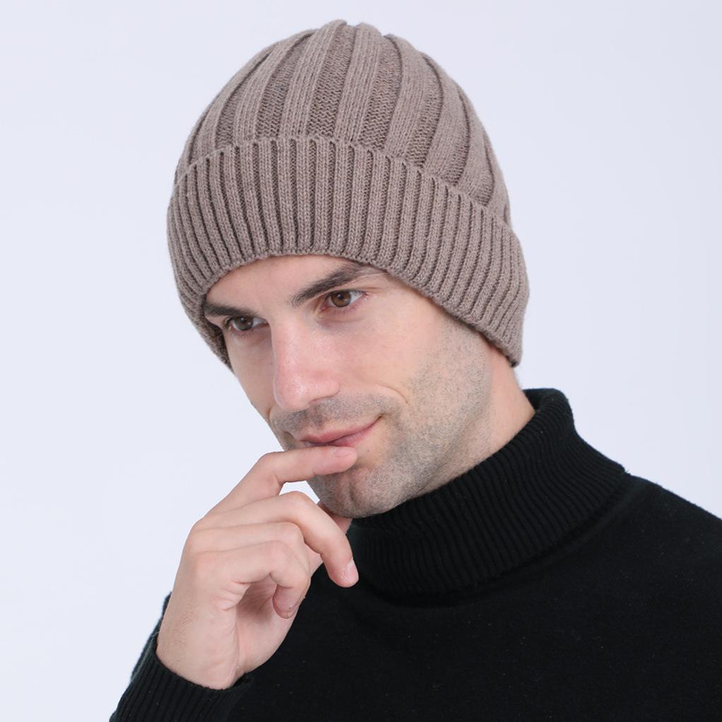 Fleece Thickened Straight Knitted Pullover Cap for Autumn and Winter Wool Thread Warm Cycling Ear Protection Cap
