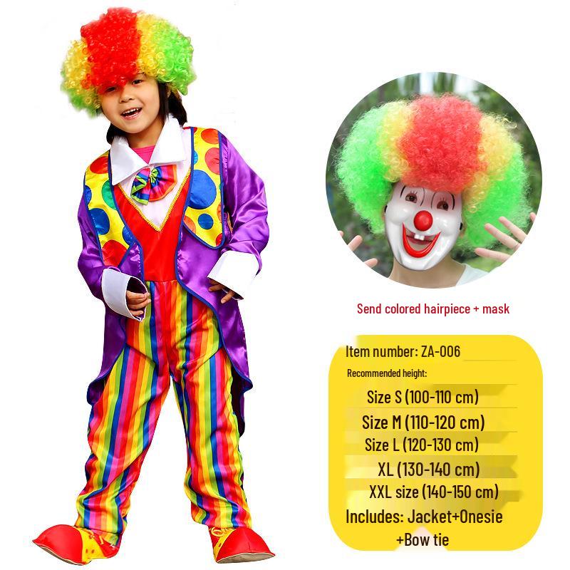 Kids' Clown & Magician Costume Set for Boys & Girls - Perfect for Masquerades, National Day, Christmas & New Year Performances.