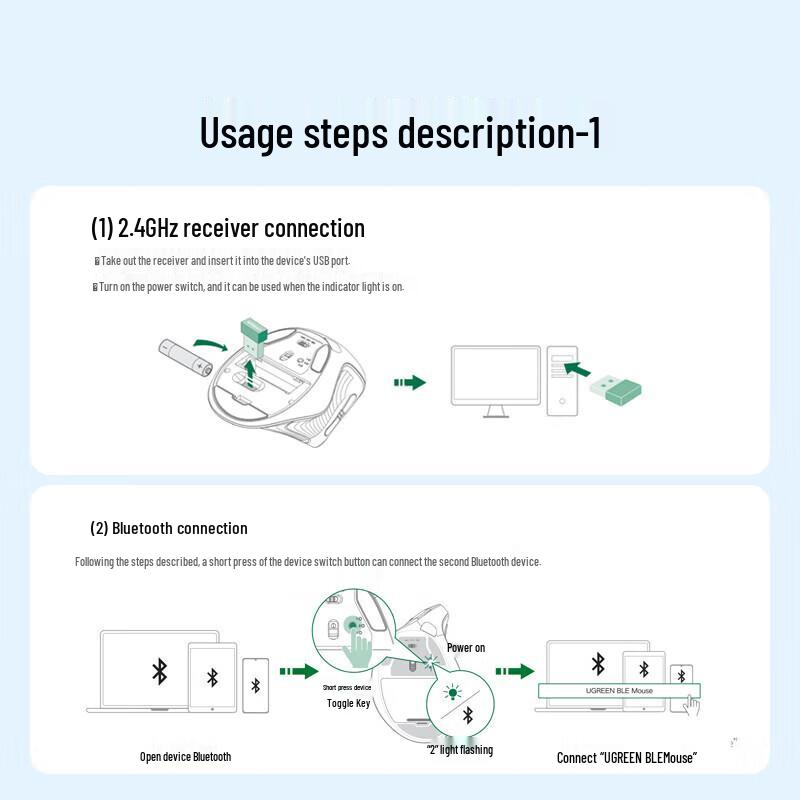 Ugreen Ergonomic Dual-Mode Vertical Wireless Mouse