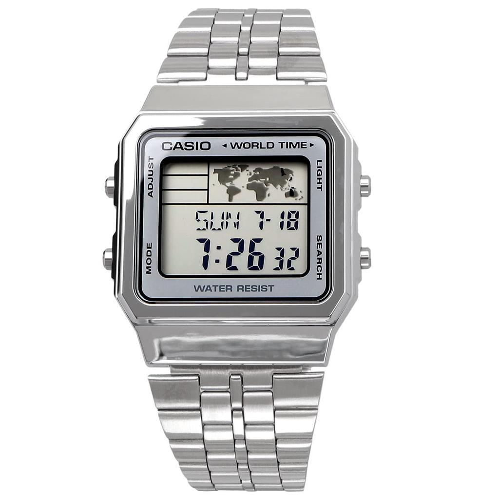Casio A500WA-7 Basic Digital Unisex Watch, Silver-Tone Stainless Steel