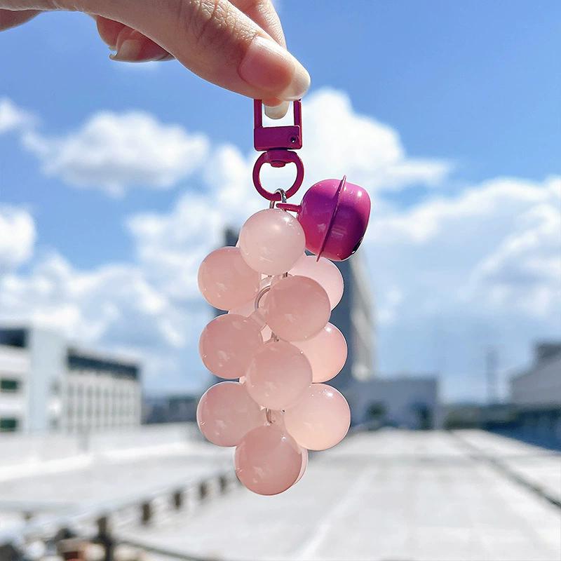 WTEMPO UV Color Changing Grape Keychains Bags Charm Keychain Cute Keychains Car Decor Fruit Purse Charm Personalizing Accessories