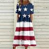 New summer women's five-pointed star patriotic style D printing short-sleeved dress