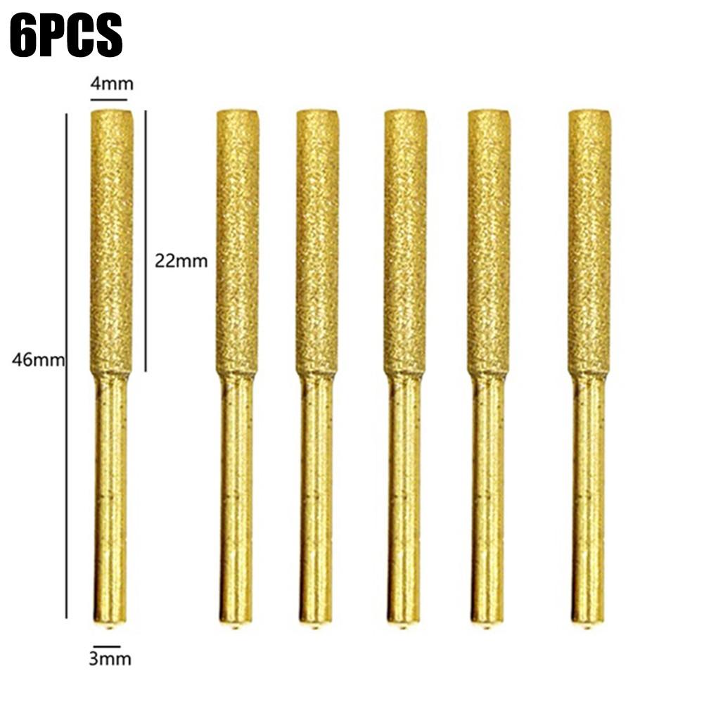 6PCS 4/4.8/5.5mm Diamond Chainsaw Sharpener Burr Grinder Chain Saw Drill Bits Saw Sharpening Carving Grinding Tools Dropship
