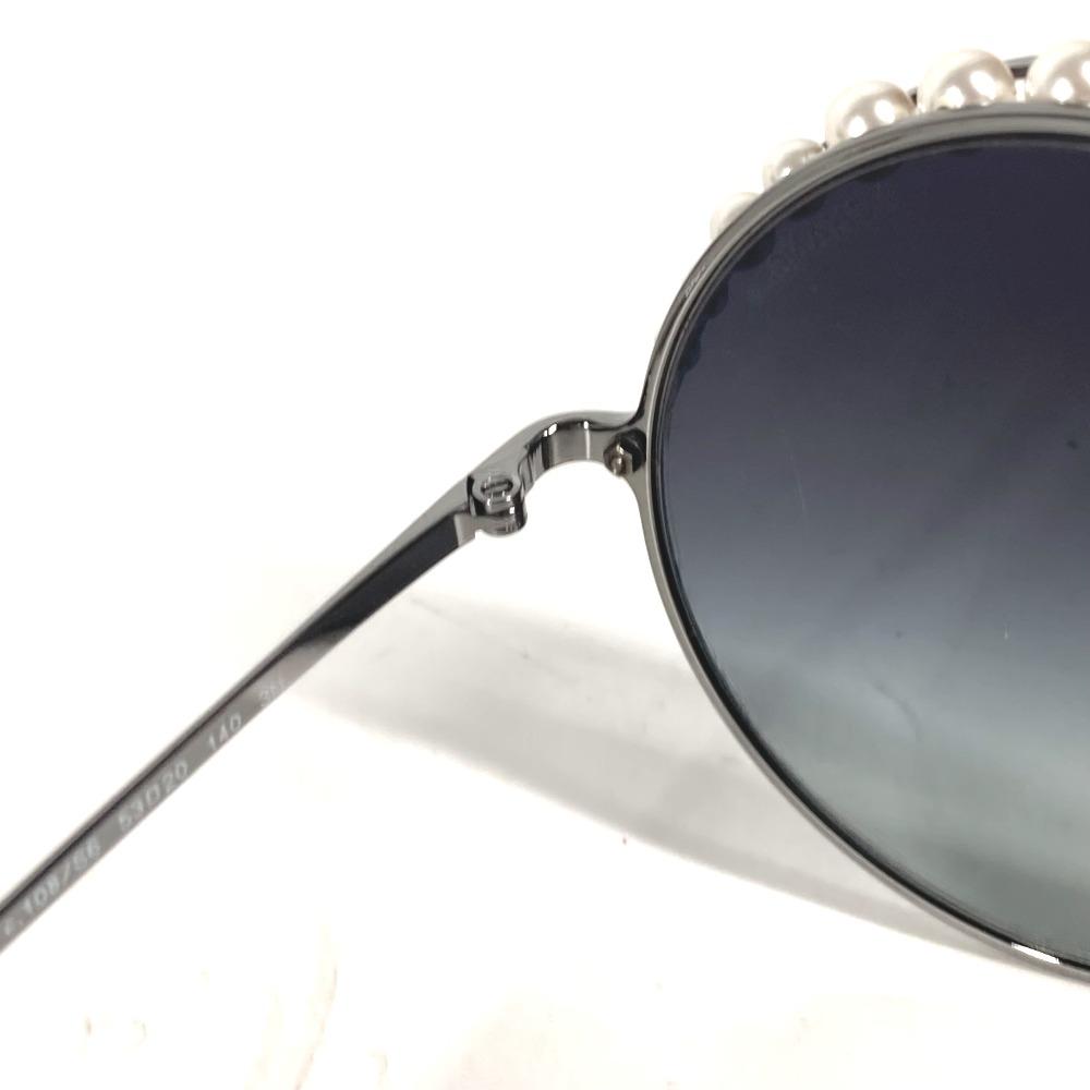 Chanel 4234-H CC CC Mark Pearl Glasses Glasses Eyewear Sunglasses Metal Black