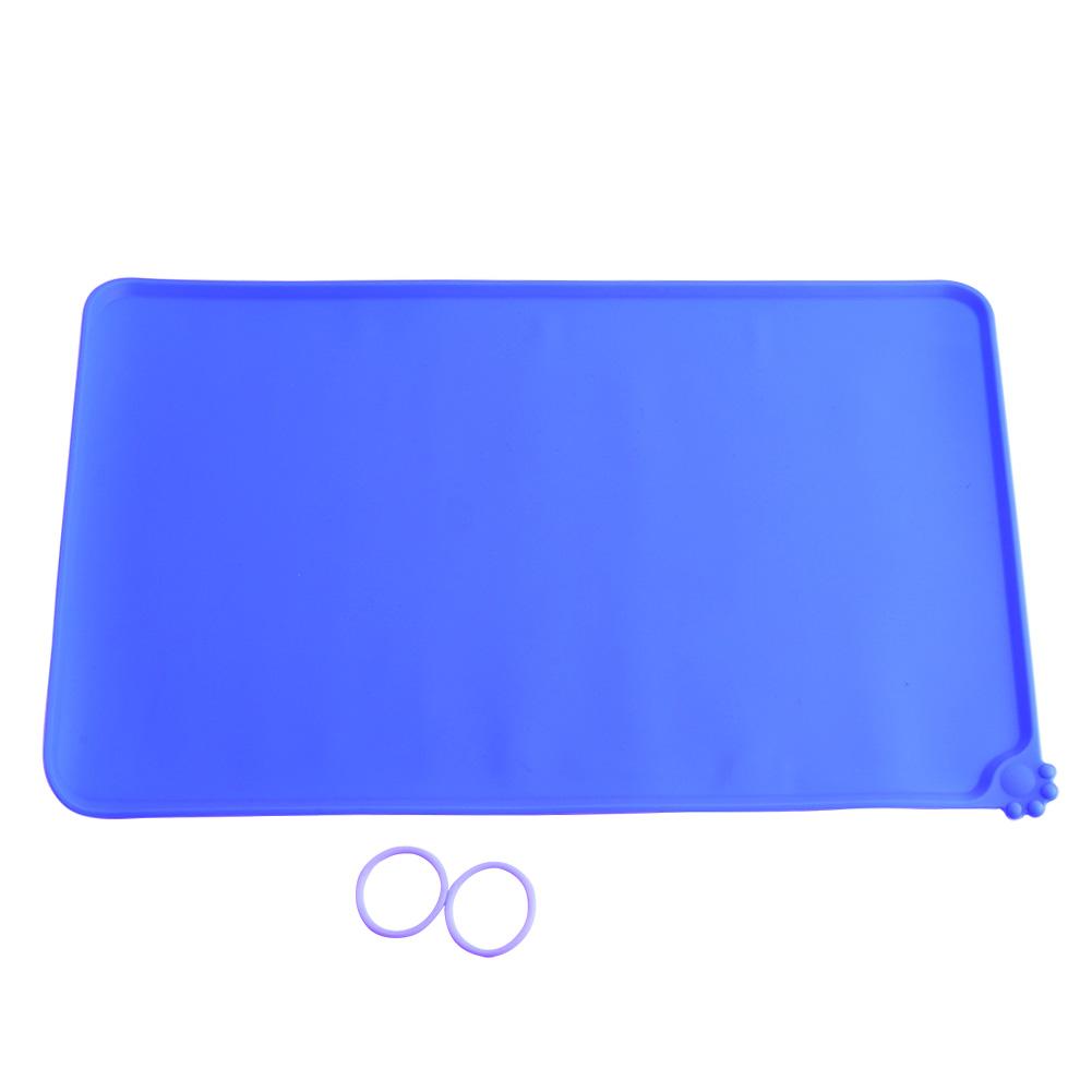 

Pet Cat Feeding Mat Square Silicone Quick Dry Dish Bowl Feed Food Water Placemat (Blue) синий