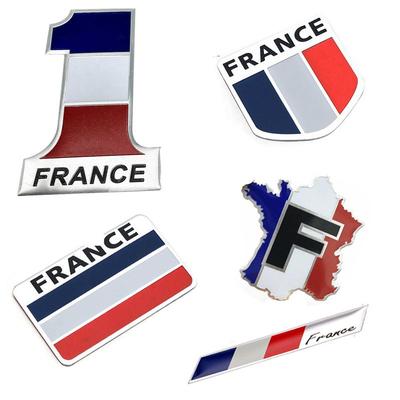 3D Aluminium Car Emblem France Map National Flag Grille Badge JDM Sticker Motorcycle Decal