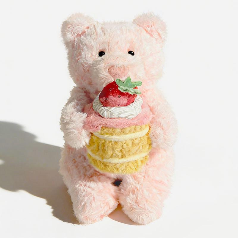 Rosa Kuchen Bär Plüschtier mit weichem kurzem Plüsch für Kinder und Jugendliche